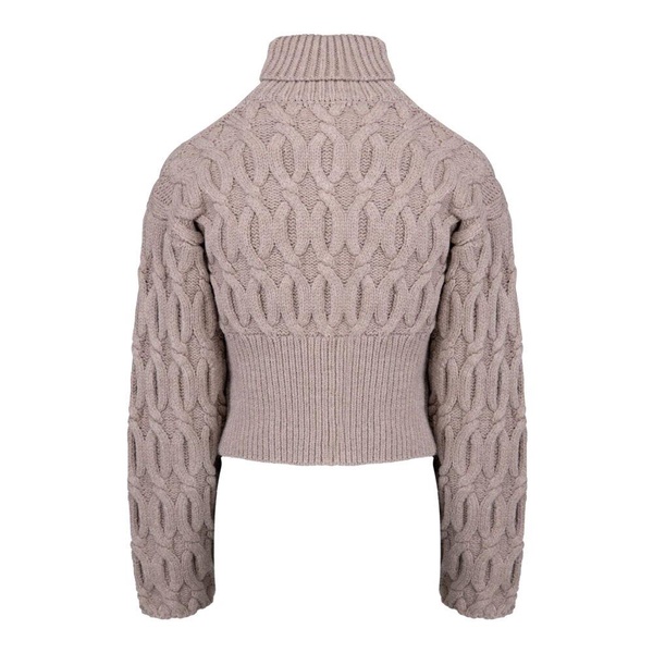 Maxi-neck Cable-Knit Wool Turtleneck