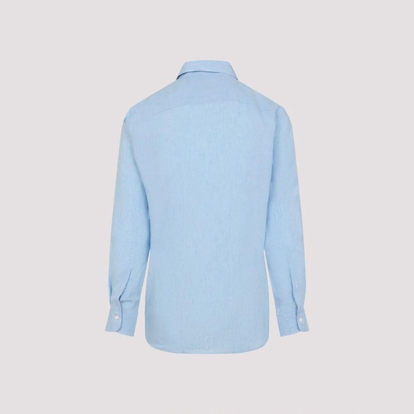 Blue Linen Shirt Elegant Style