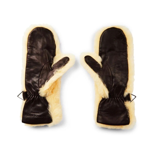 Shearling Leather Logo Gloves