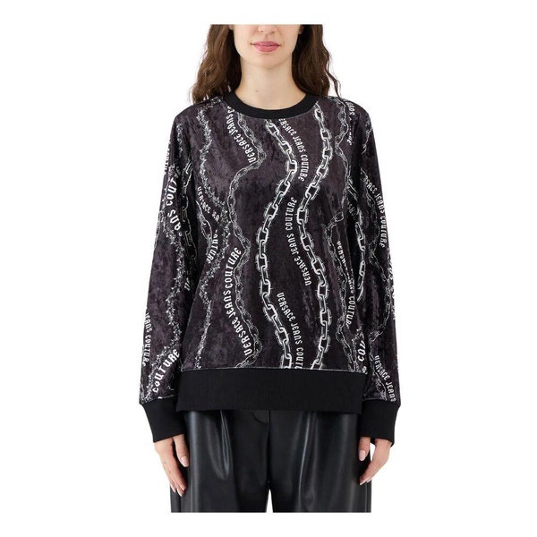 Velvet chain print necklace sweater