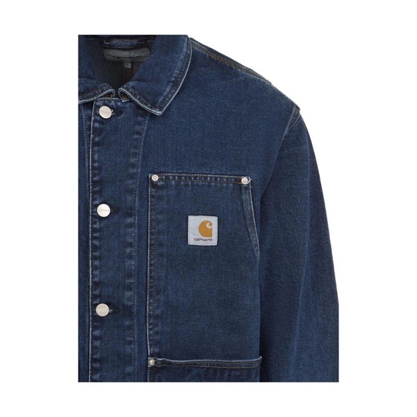 Blue Buttoned Front Patch Pocket Jacket