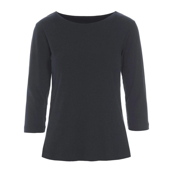 Black Rib Blouse with 3/4 Sleeves
