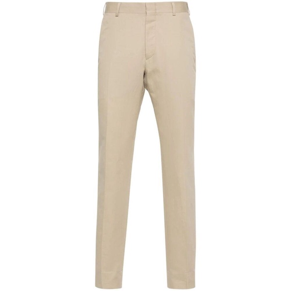 Slim Fit Beige Linen Cotton Pants