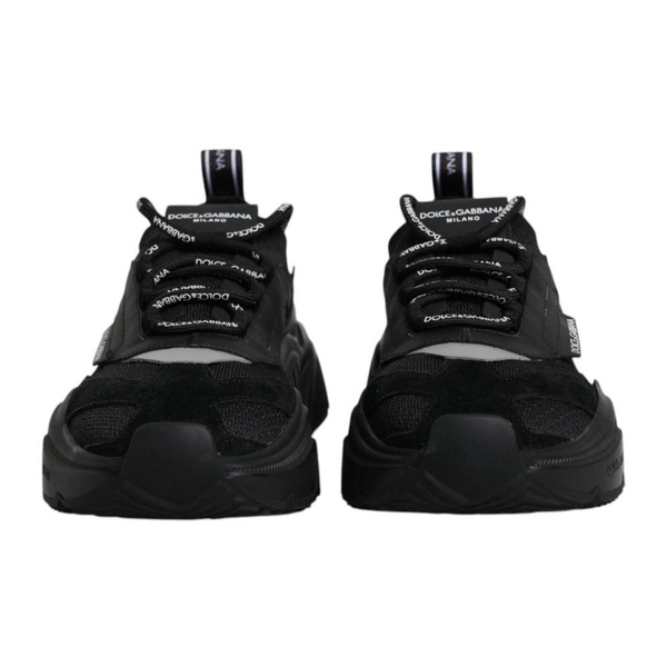 Black Lace-Up Low Top Sneakers