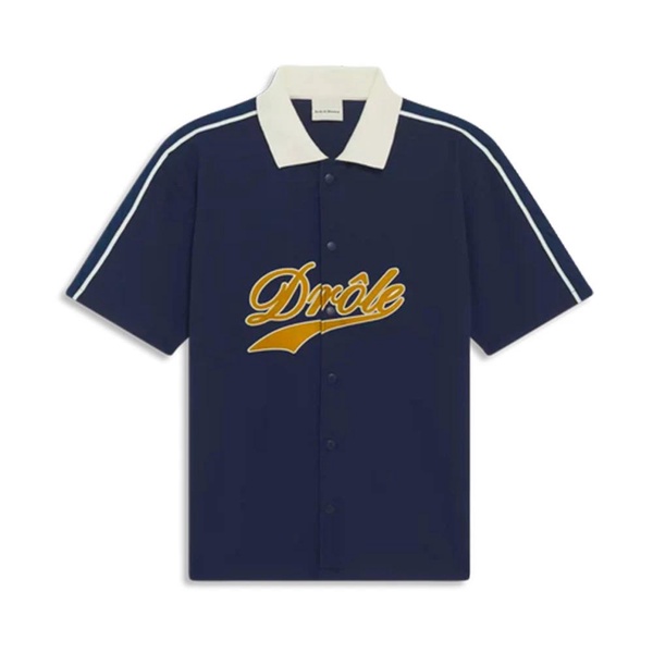 Blue Mesh Logo Shirt with Press Studs