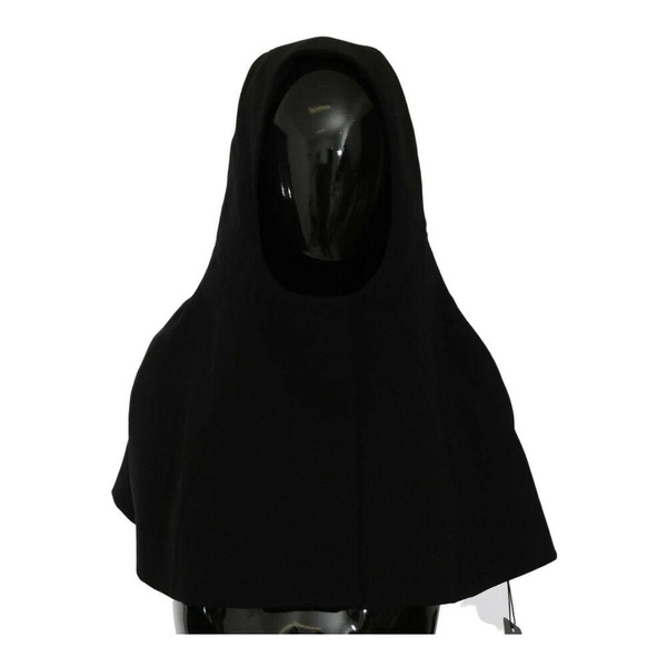 Black Wool Hooded Scarf Wrap