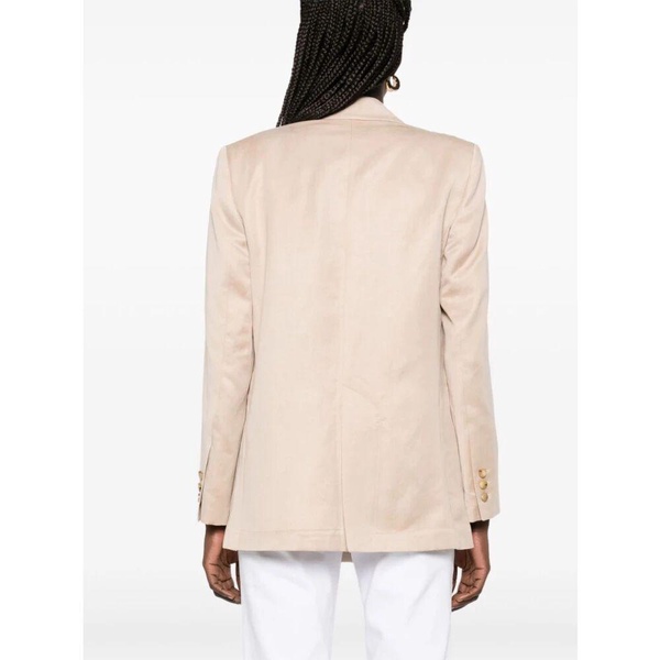 Beige Double-Breasted Jacket with Pockets