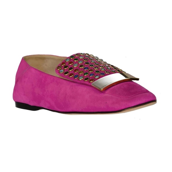 Leather Loafers with Crystal Detail
