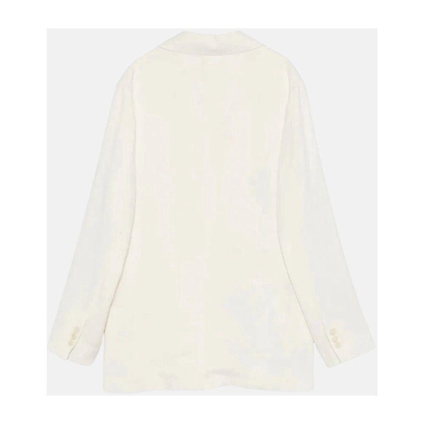 Buttoned viscose jacket with pocket flaps