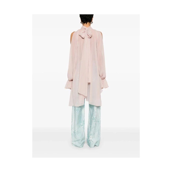 Pink Bow Sweater with Draped Design