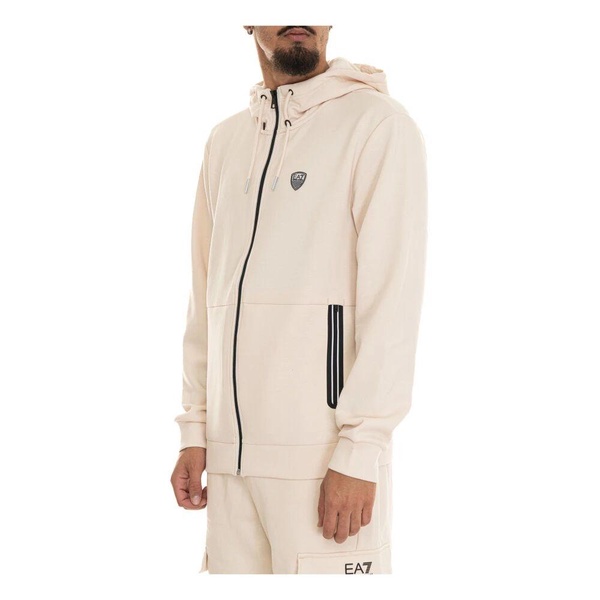 Hooded Zip Sweatshirt with Contrast Profiles