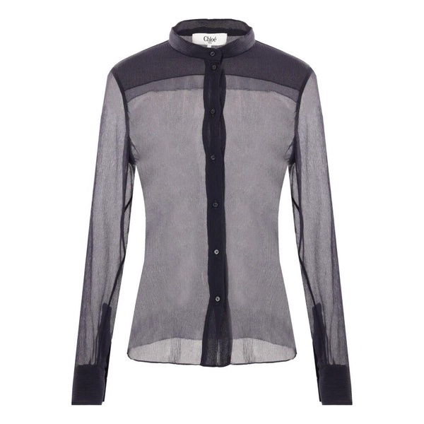 Blue Silk Crêpe Shirt