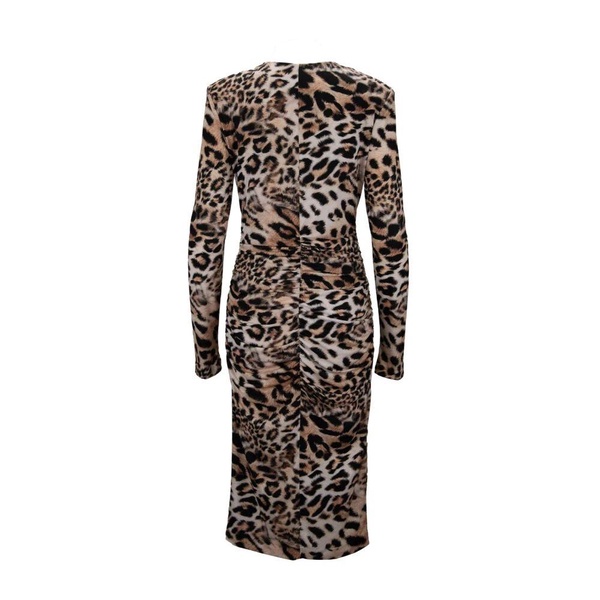 Animal Print Long Sleeve Midi Dress