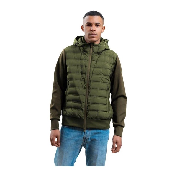 Green Quilted Hooded Jacket with Drawstring