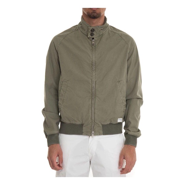 Stone Washed Bomber Jacket with Knit Cuffs