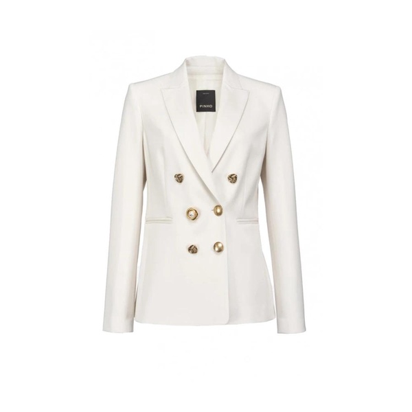 Elegant Double-Breasted Jacket with Jewel Buttons
