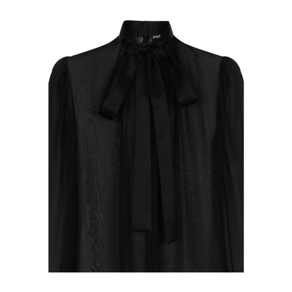 Black Silk Crepe Halterneck Bishop Sleeves