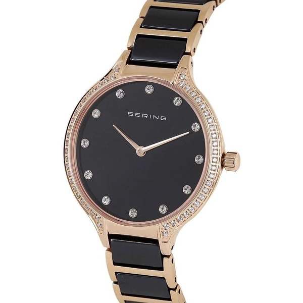 Ceramic Rosegold Watch with Stainless Steel Band