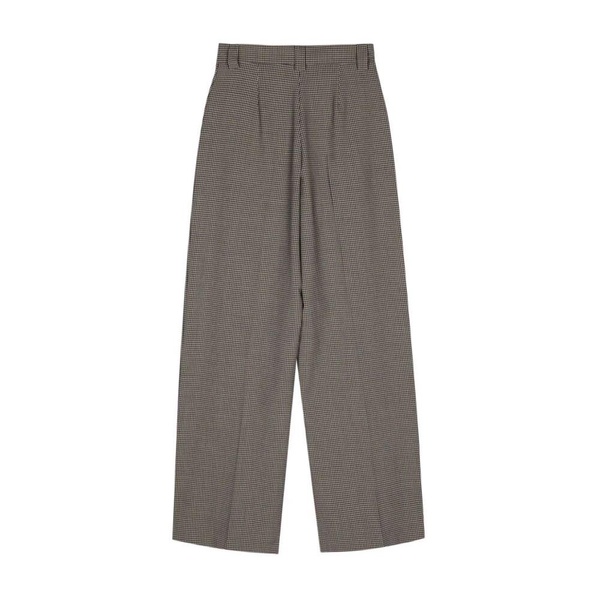 Blue Wool Blend Wide-Leg Trousers