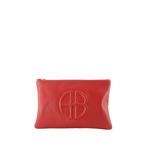 Red Leather Clutch - Magnetic Closure