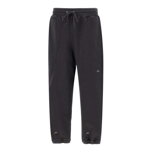 Black Cotton Jogger with Embroidered Logos