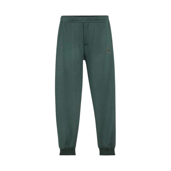 Dark Green Wool Jersey Jogging Pants