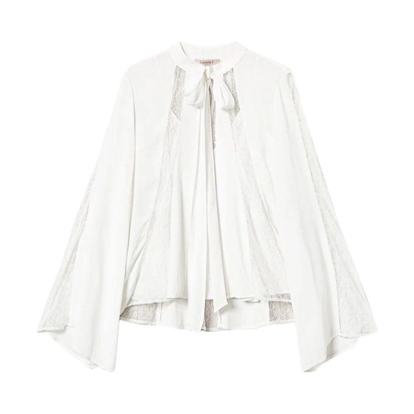 White Bow Collar Shirt Long Sleeves