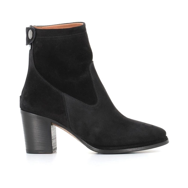 Black Suede Boots with Zipper and Button Closure