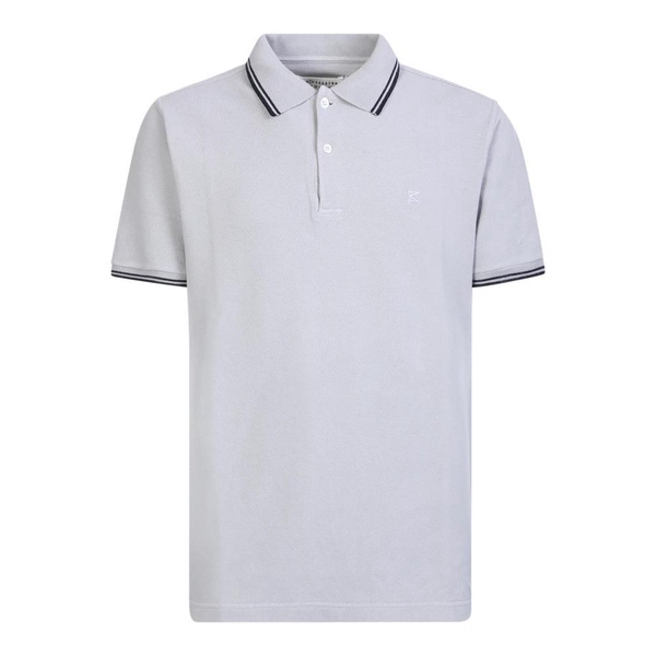 Contrasting Striped Cotton Polo Shirt with Logo Embroidery