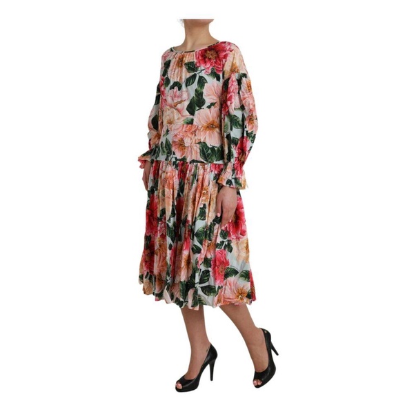 Floral Print A-line Midi Dress