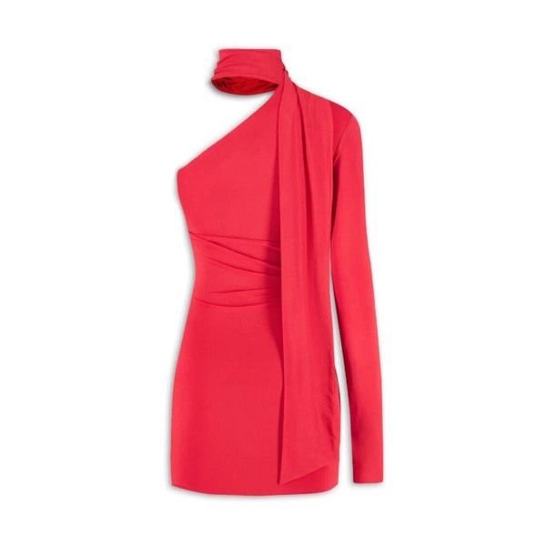 Red One-Shoulder Mini Lycra Dress