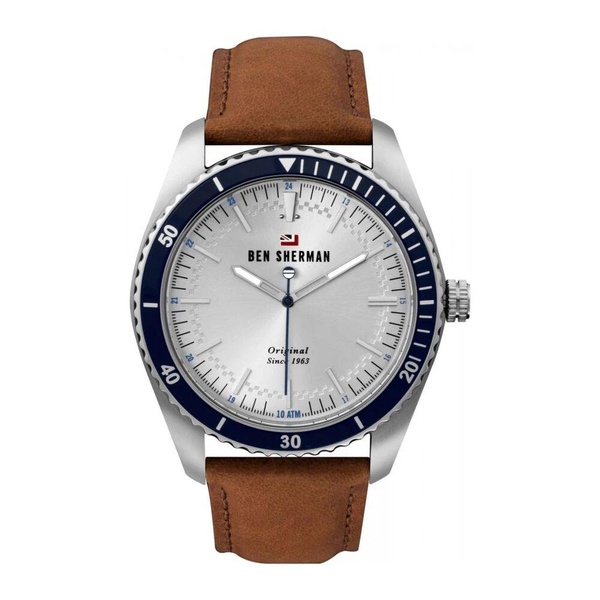 Grey Leather Quartz Analog Watch