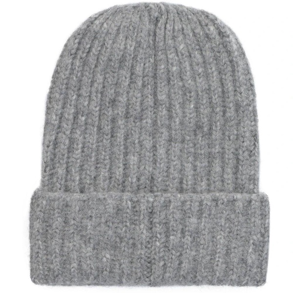 Ribbed Knit Beanie Alpaca Silk Wool