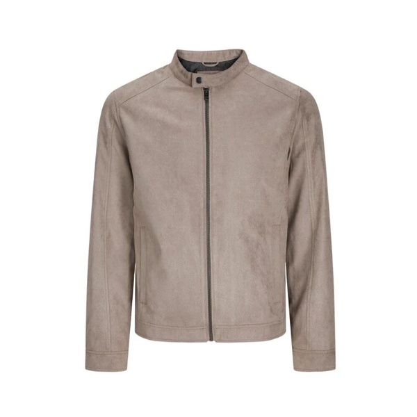 Suede Biker Jacket with Zip Closure