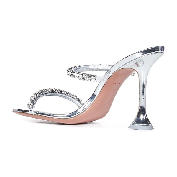 Crystal-Embellished Silver Sandals