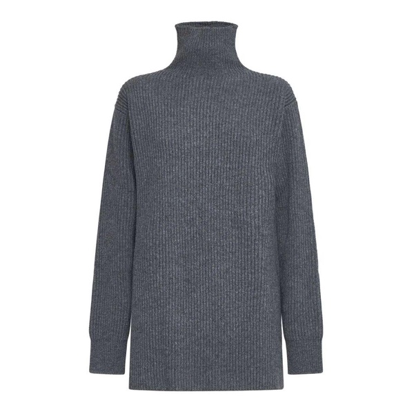 Ribbed Knit Wool Turtleneck Sweater