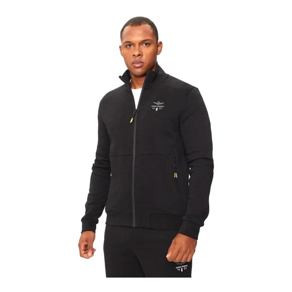 Sporty Cotton Zip-Up Sweater FE1944 Black