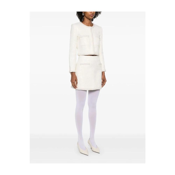 Ivory Bouclé Sequin Mini Skirt