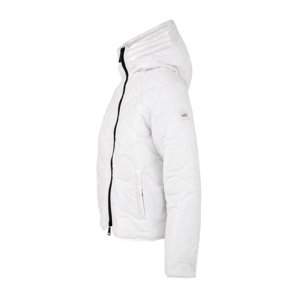 White Zip-Up Coat with Pockets and Snap Cuffs