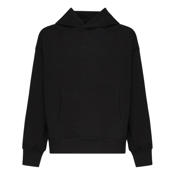 Black Hooded Cotton Sweatshirt with Smile Print