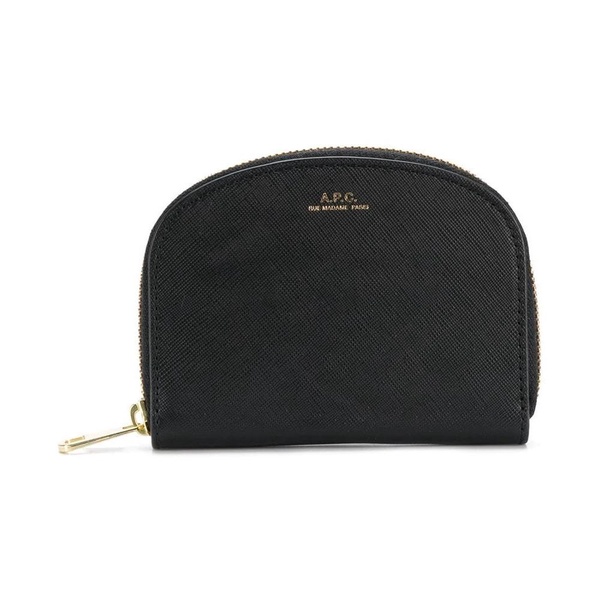 Black Leather Wallet Demi Lune Zip