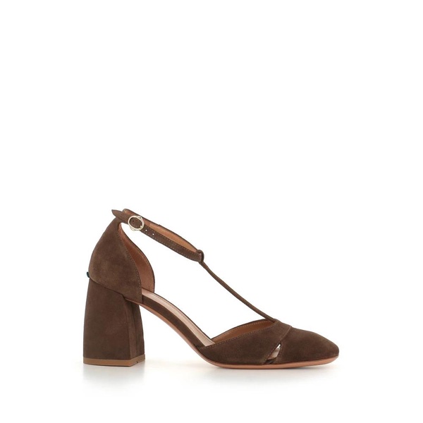 Brown Heeled Square Toe Pumps