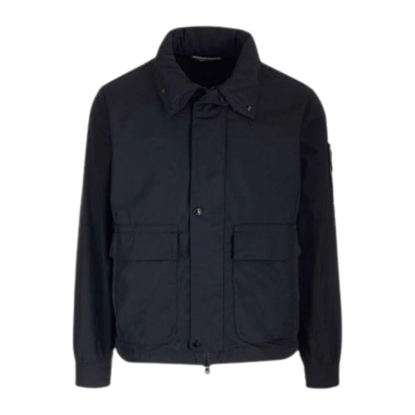 Blue Hooded Jacket with Hidden Hood