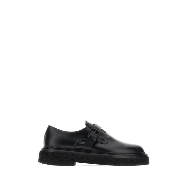 Black Leather Monk Strap Buckle Shoes