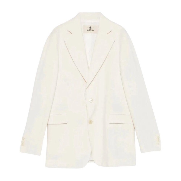 Buttoned viscose jacket with pocket flaps