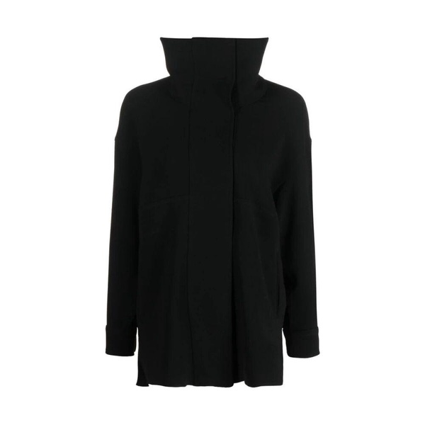 Black High-Neck Exposed-Seam Top