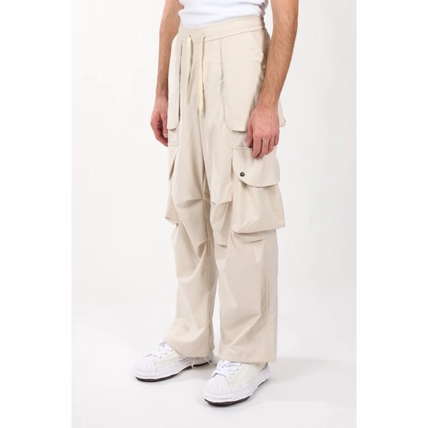 Flannel cargo pants with elastic waist