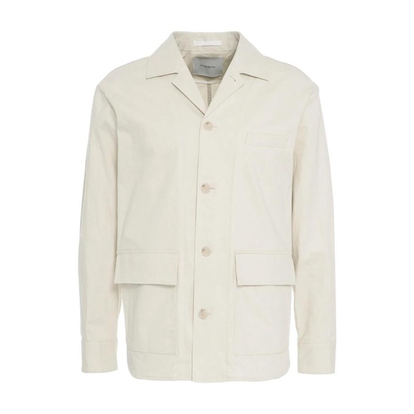Beige Linen Blend Overshirt Jacket