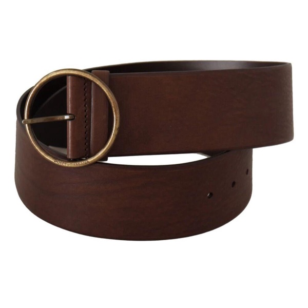 Elegant Brown Leather Belt with Engraved Buckle