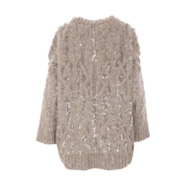 Beige Alpaca Wool Sequin Sweater